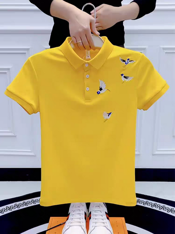 Golden Aviary Embroidered Crest Polo Oversized T-Shirt