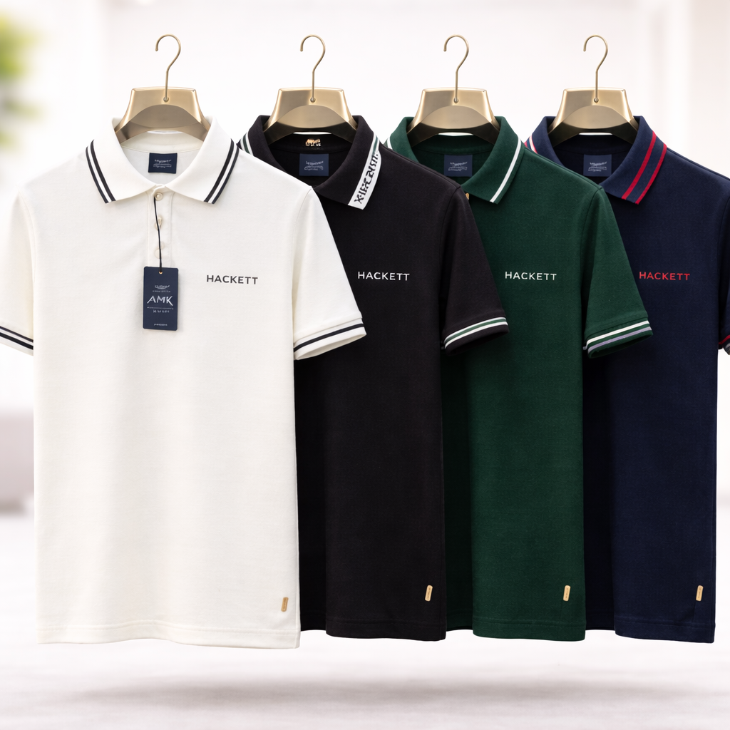 Men’s Premium Polo T-Shirt Combo – White, Black, Dark Green & Navy Blue (Pack of 3)