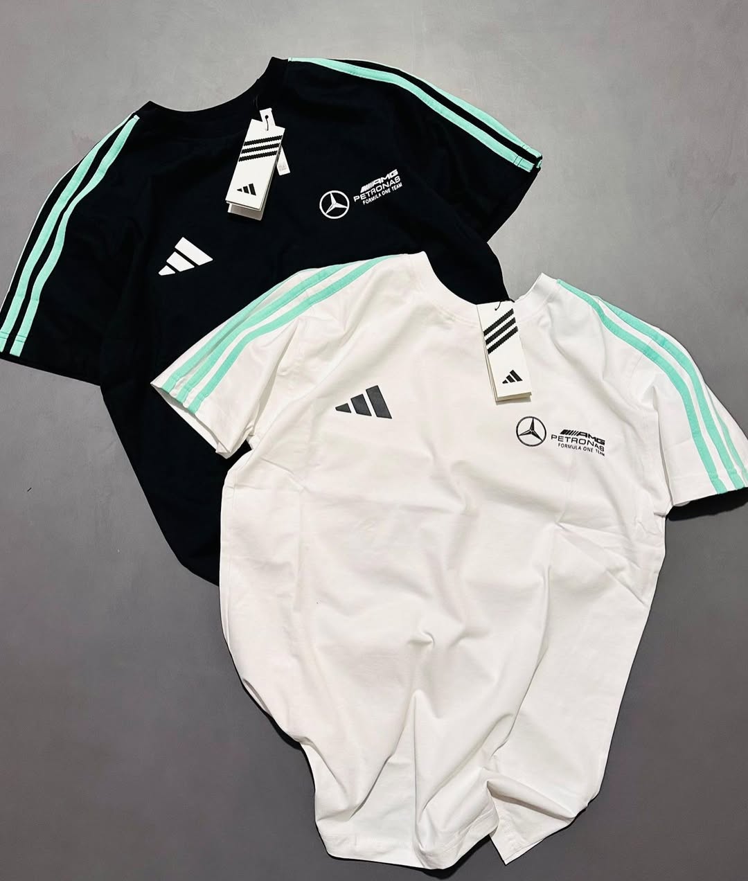 adidas Mercedes-AMG Petronas Formula 1 Team DNA T-shirts, available in black and white.  (PACK OF 3)