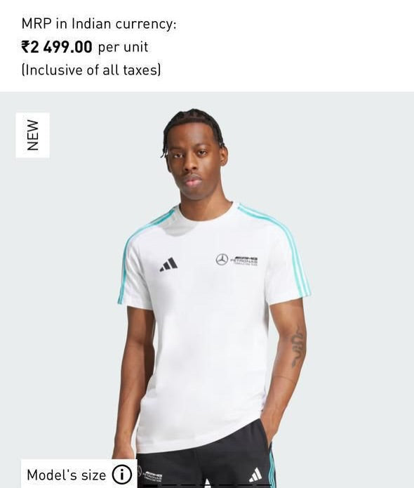 adidas Mercedes-AMG Petronas Formula 1 Team DNA T-shirts, available in black and white.  (PACK OF 3)