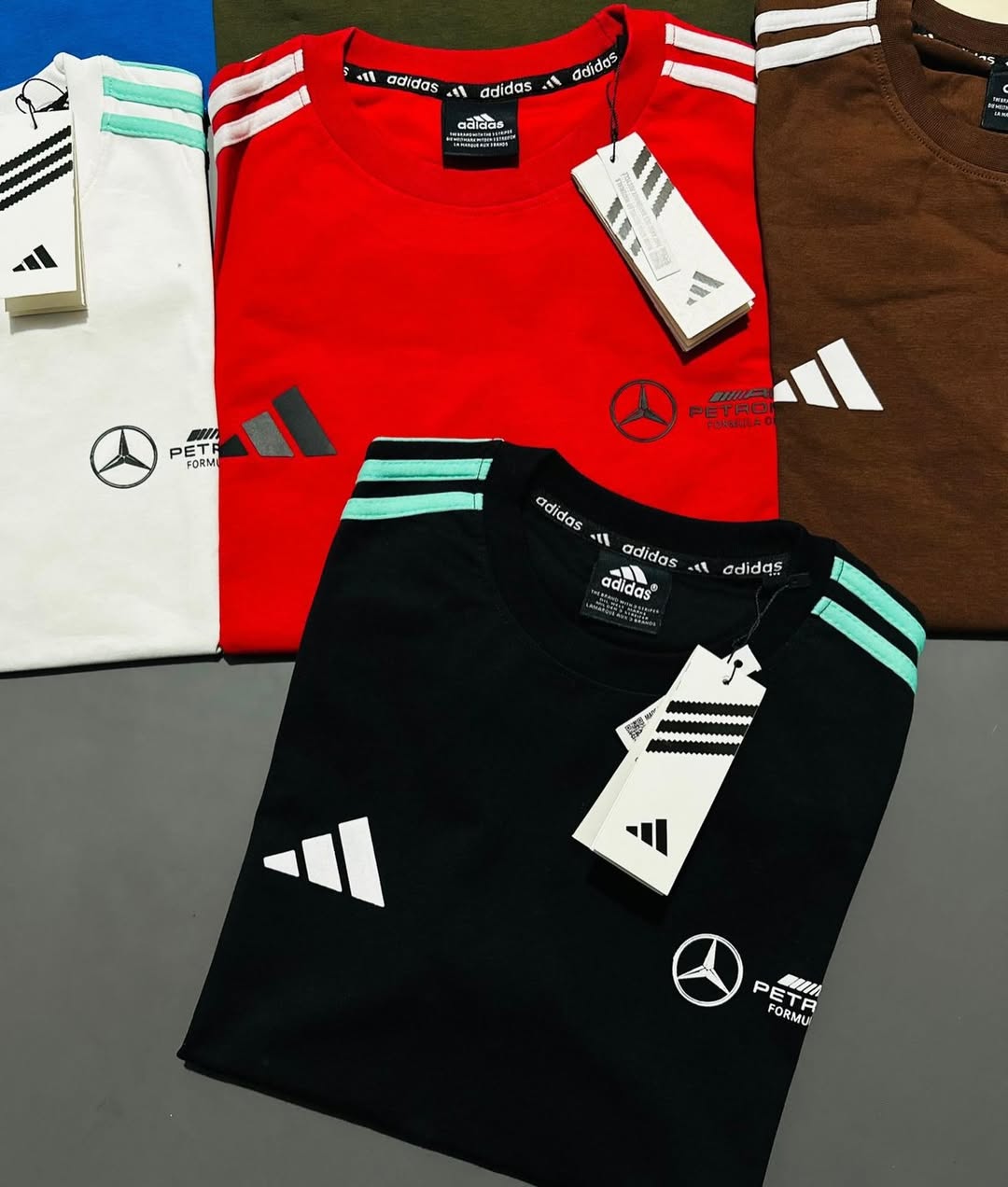 adidas Mercedes-AMG Petronas Formula 1 Team DNA T-shirts, available in black and white.  (PACK OF 3)