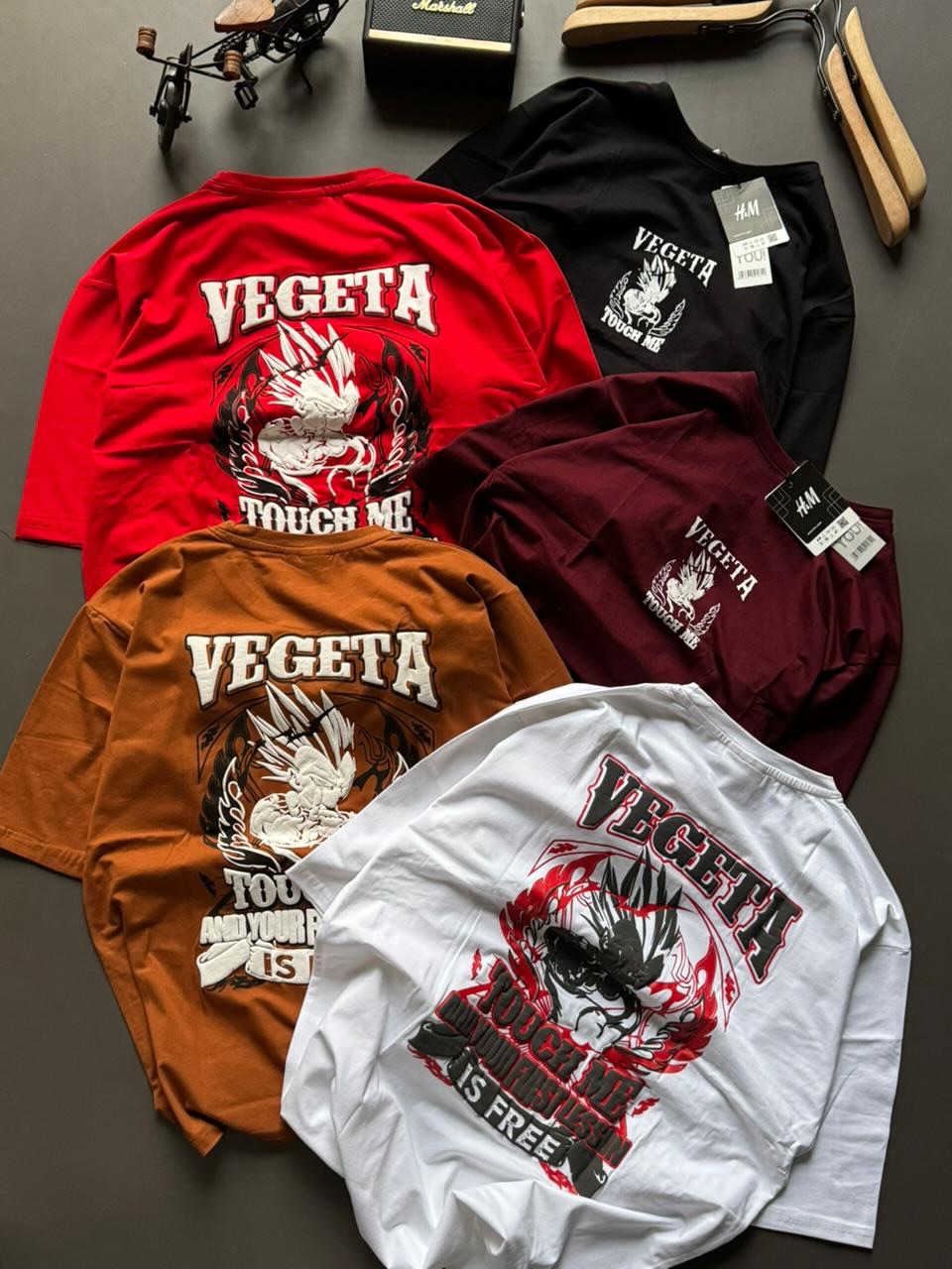 A collection of Dragon Ball Z anime character Vegeta themed graphic t-shirts. (PACK OF 3)