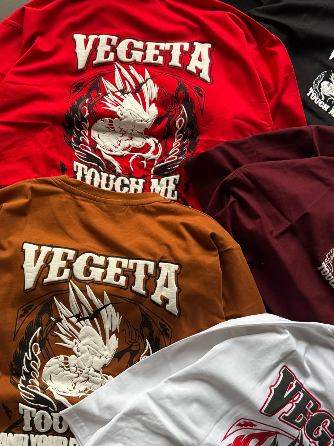 A collection of Dragon Ball Z anime character Vegeta themed graphic t-shirts. (PACK OF 3)