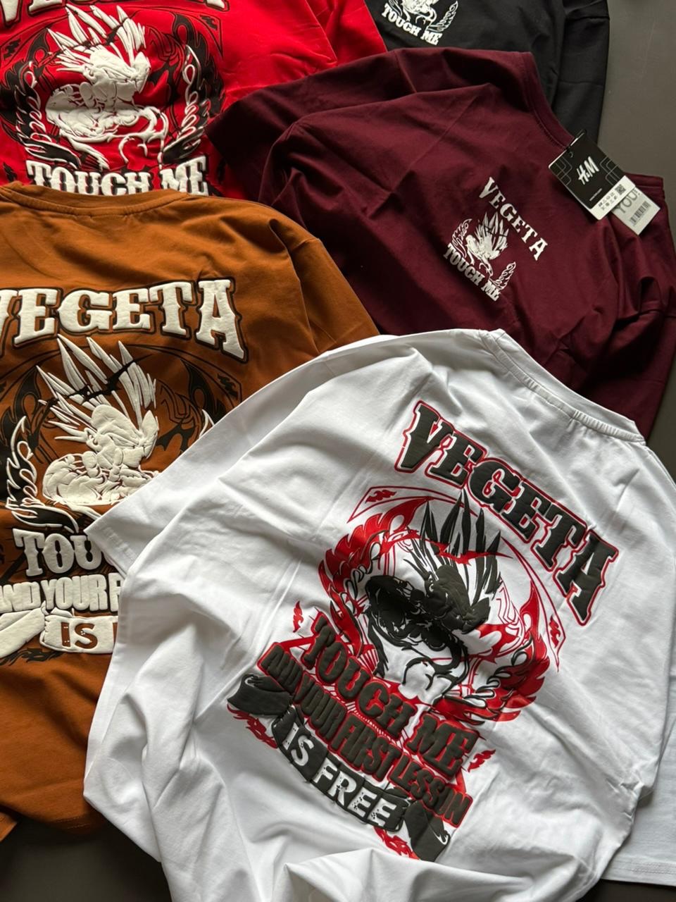 A collection of Dragon Ball Z anime character Vegeta themed graphic t-shirts. (PACK OF 3)