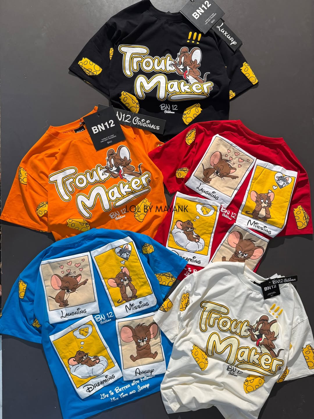 a blue t-shirt featuring Tom and Jerry cartoon graphics, likely from brands like The Souled Store or other retailers offering similar character merchandise (PACK OF 3)