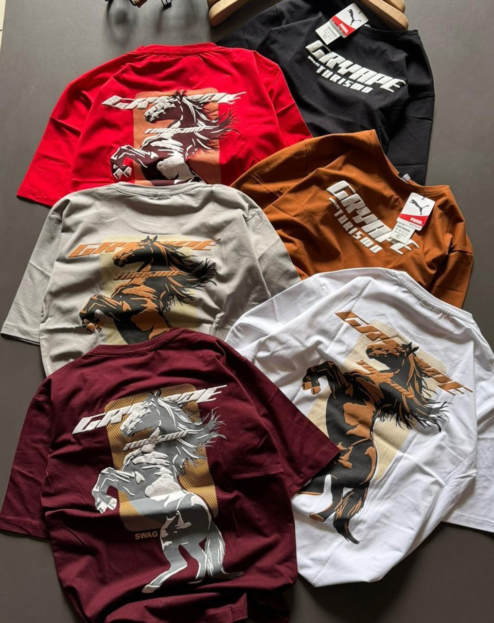 casual t-shirts featuring a graphic print of a mummy head, often sold as part of streetwear or fashion collections in India(PACK OF 3)