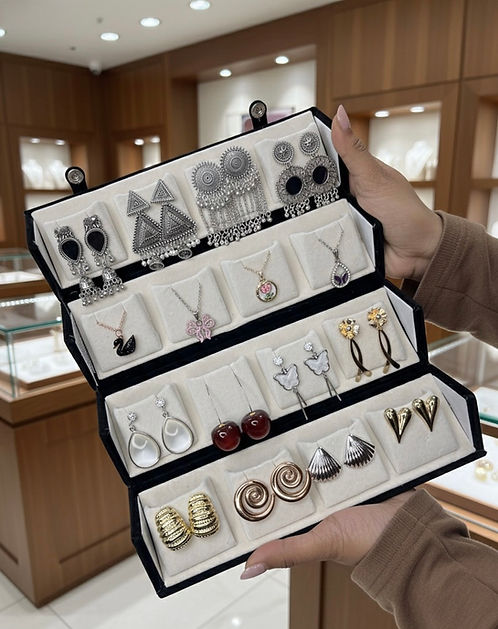 16 PC OXIDISED JHUMKAS + BLACK BOX
