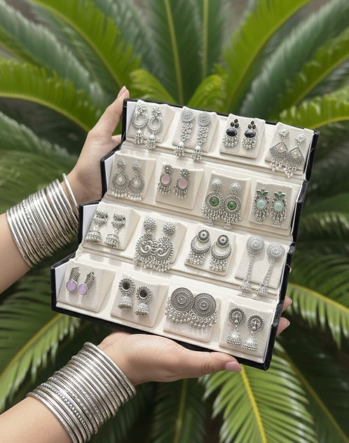 16 pair of beautiful Jhumka set – with organiser Box