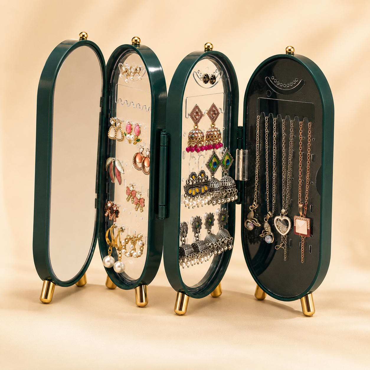 Viral 3-fold elegant Green Jewellery box