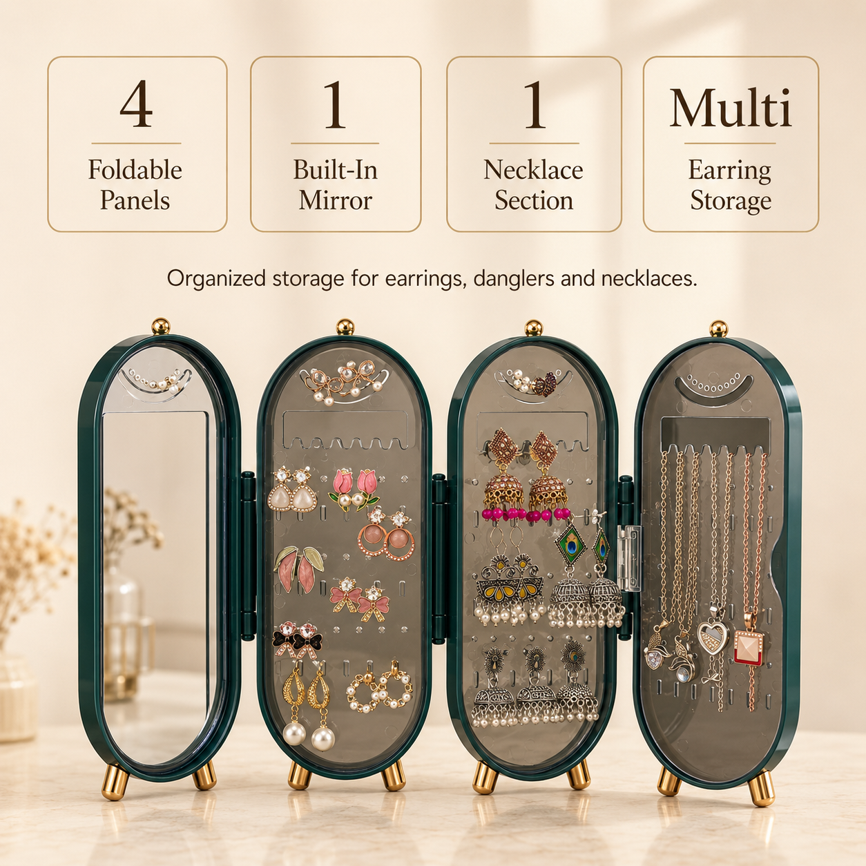 Viral 3-fold elegant Green Jewellery box