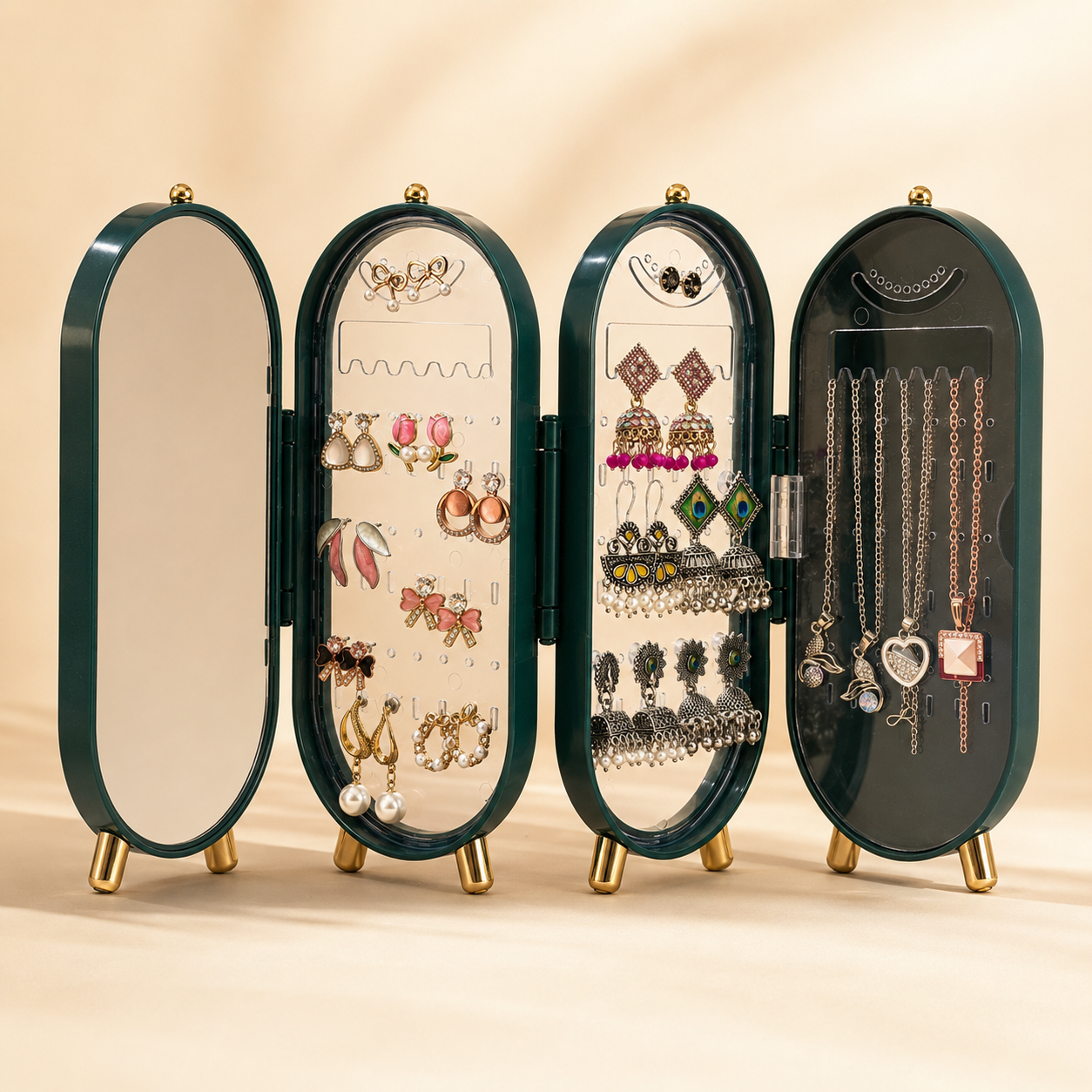 Viral 3-fold elegant Green Jewellery box