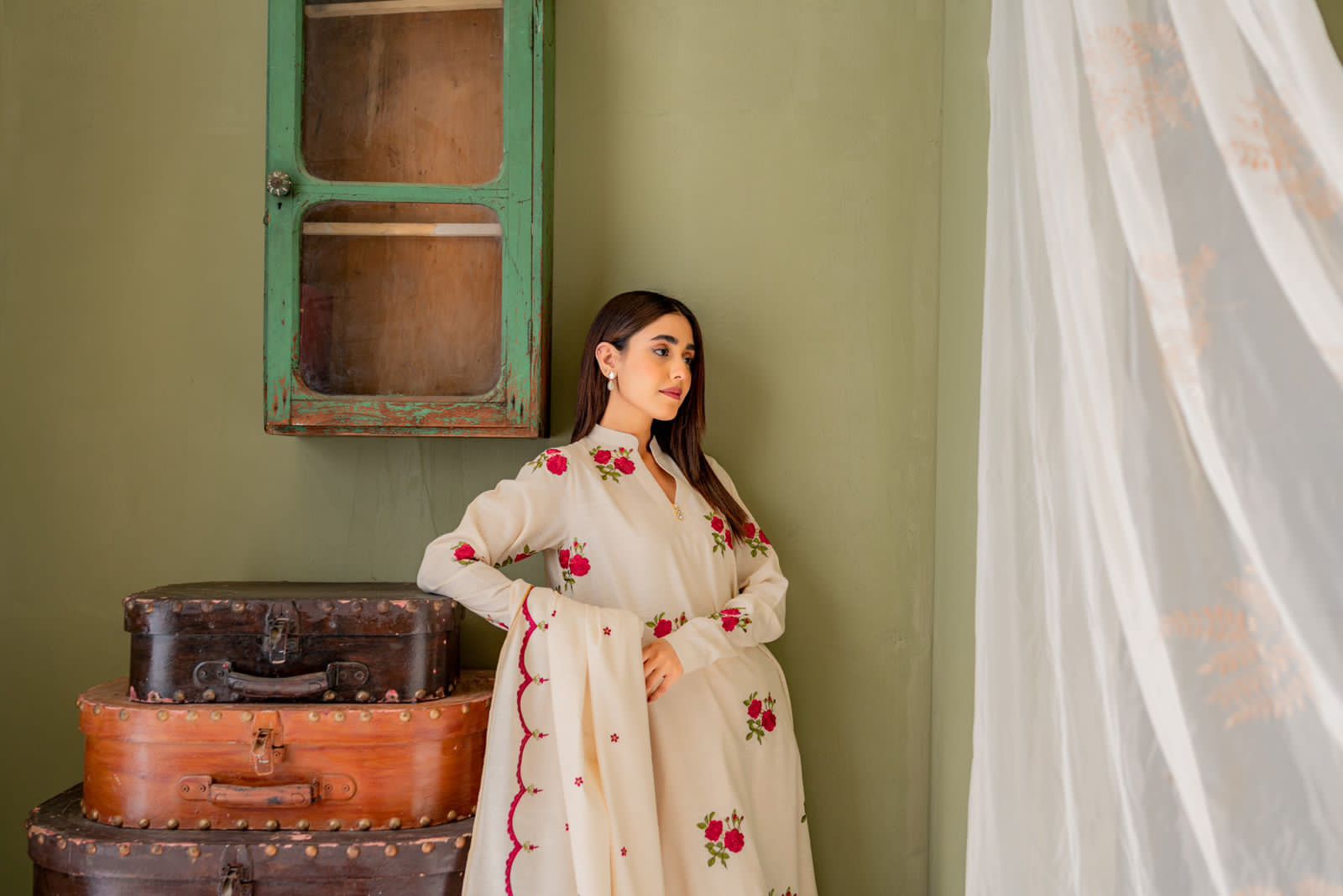 Women printed aline kurti Palazzo dupatta set with neckline latkan (Buy 1 Get 1 Free )