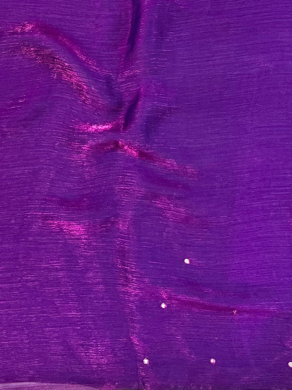 Banarasee Dual Shaded Chiffon Saree With Mirror Work-Violet (Buy 1 Get 1 Free)
