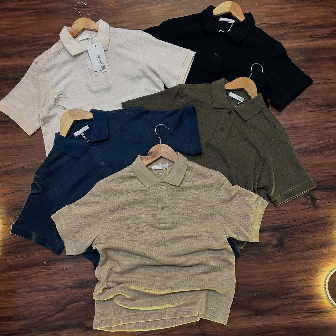 knit polo shirts in various neutral colors.(PACK OF 3)