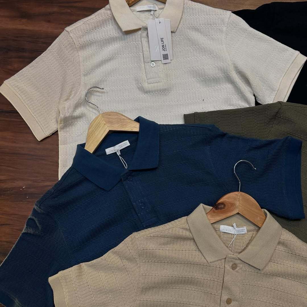knit polo shirts in various neutral colors.(PACK OF 3)