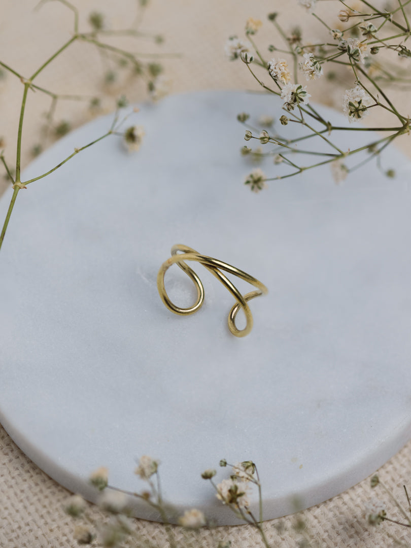Twisty Brass Two way Adjustable Ring