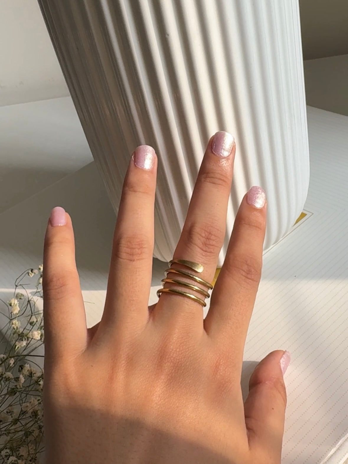 Strings Tri Statement Brass Rings
