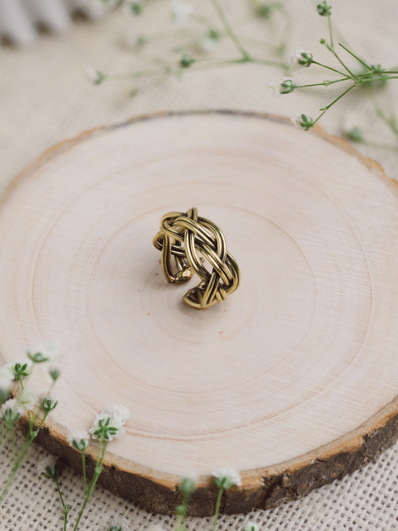 Strings Tri Statement Brass Rings
