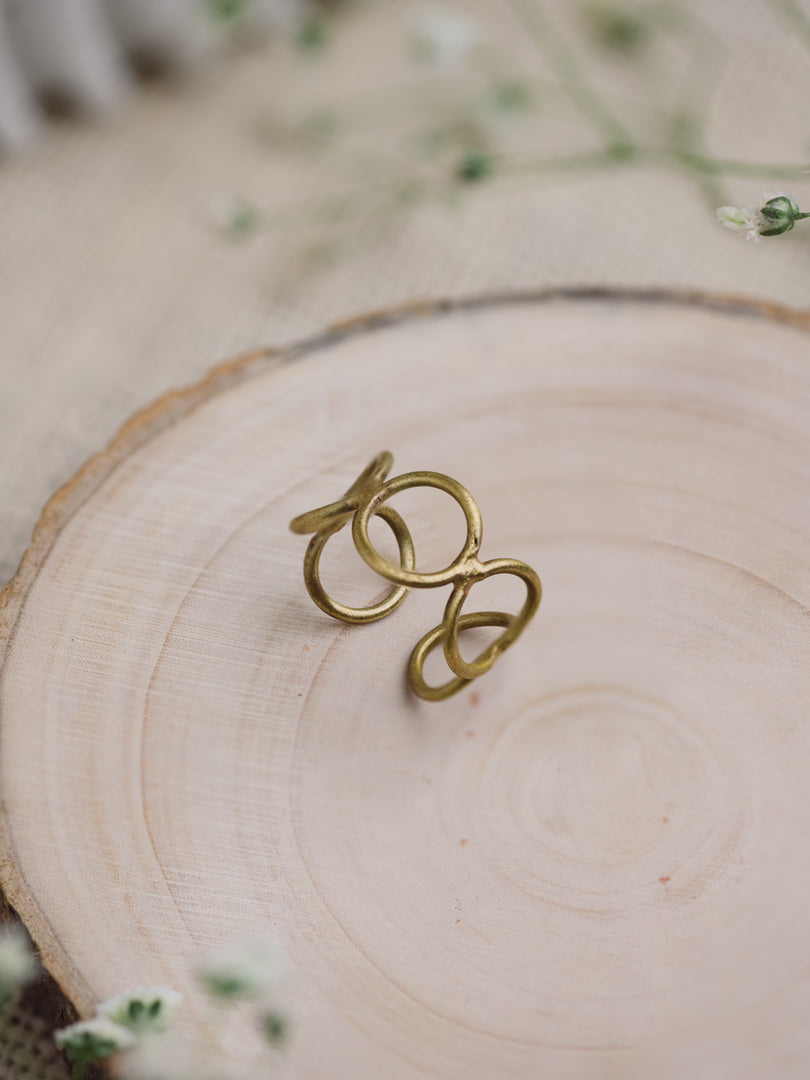 Strings Tri Statement Brass Rings