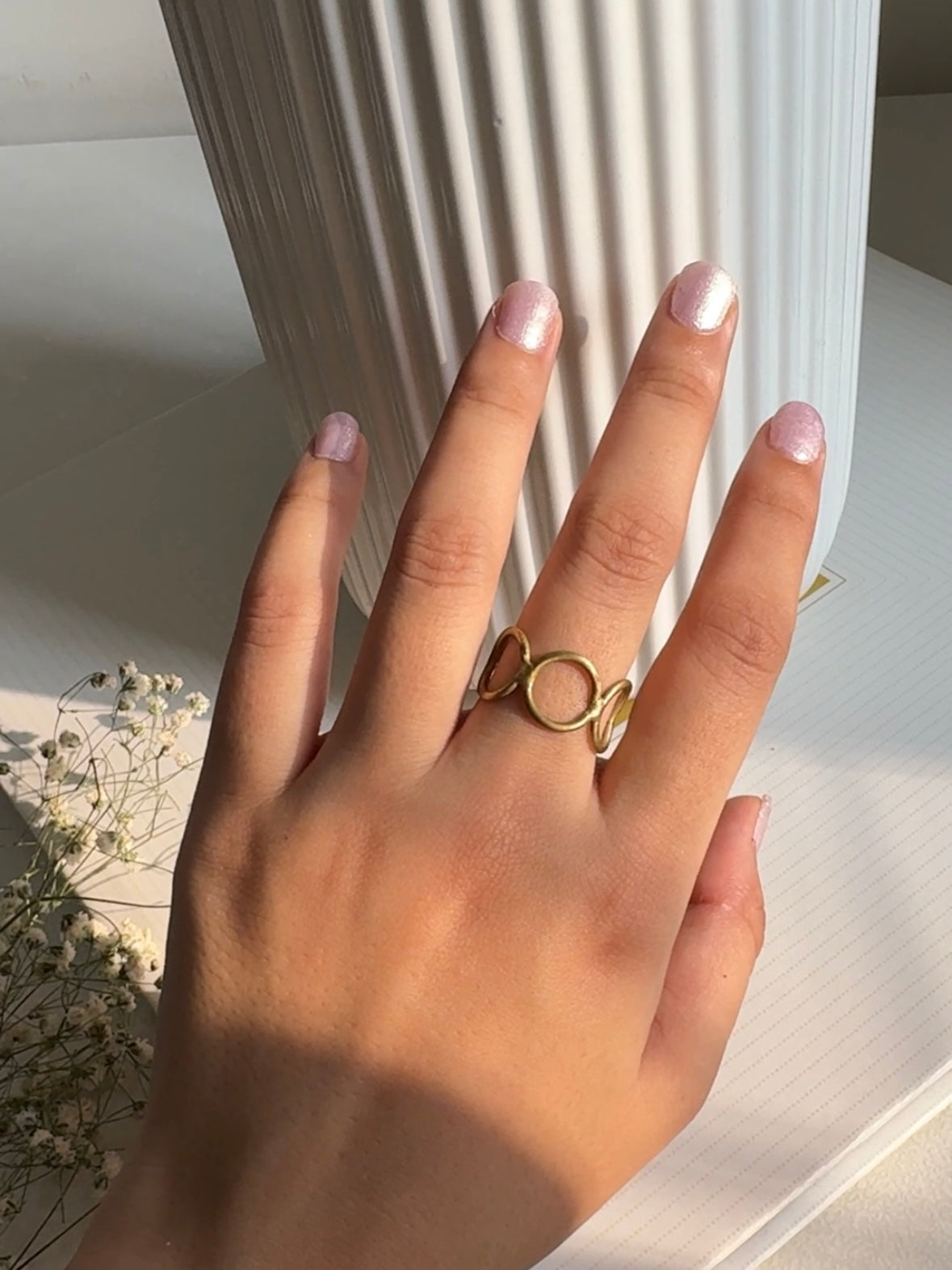 Strings Tri Statement Brass Rings