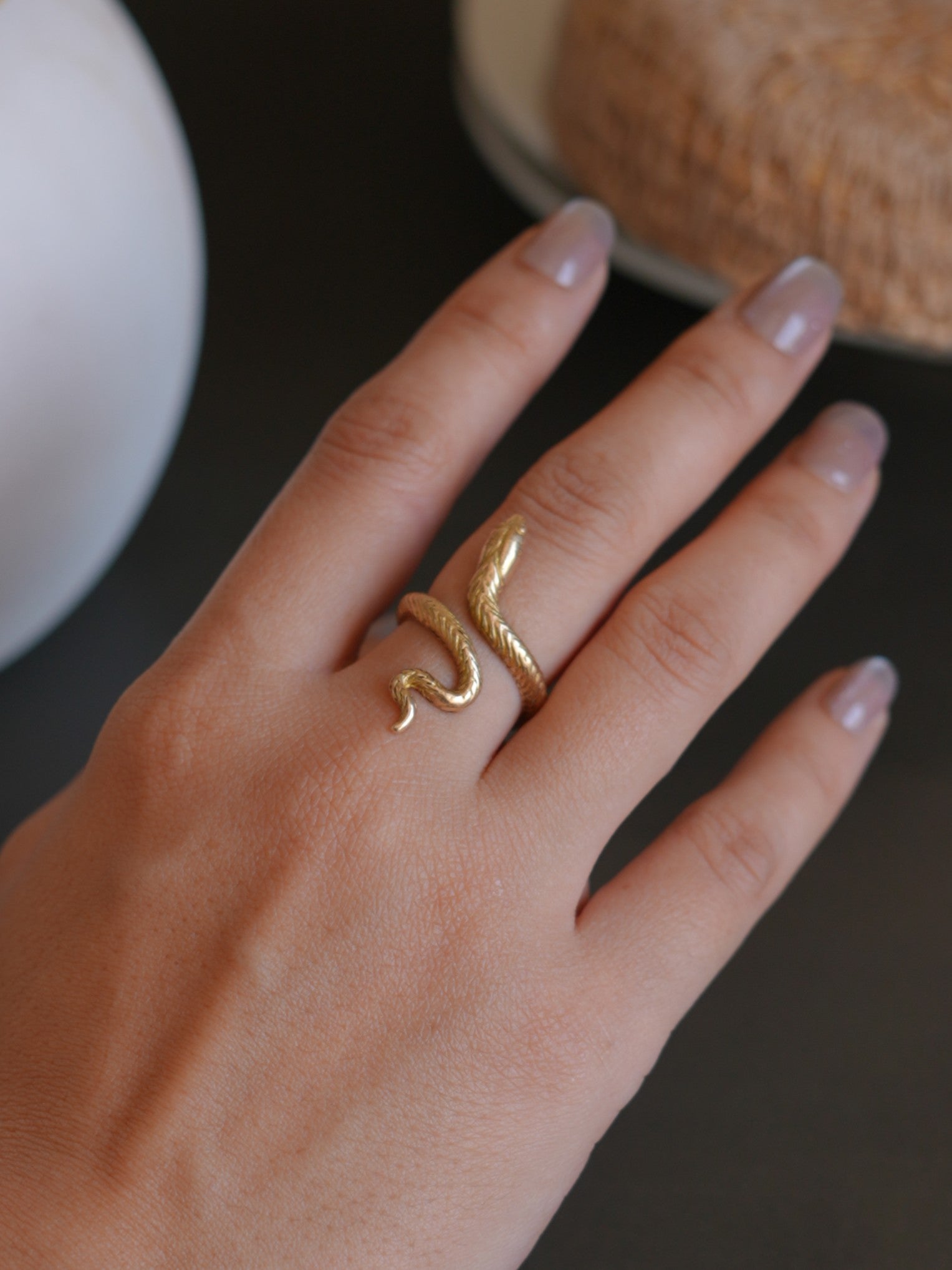 Serpent Twist Brass Ring (Adjustable)