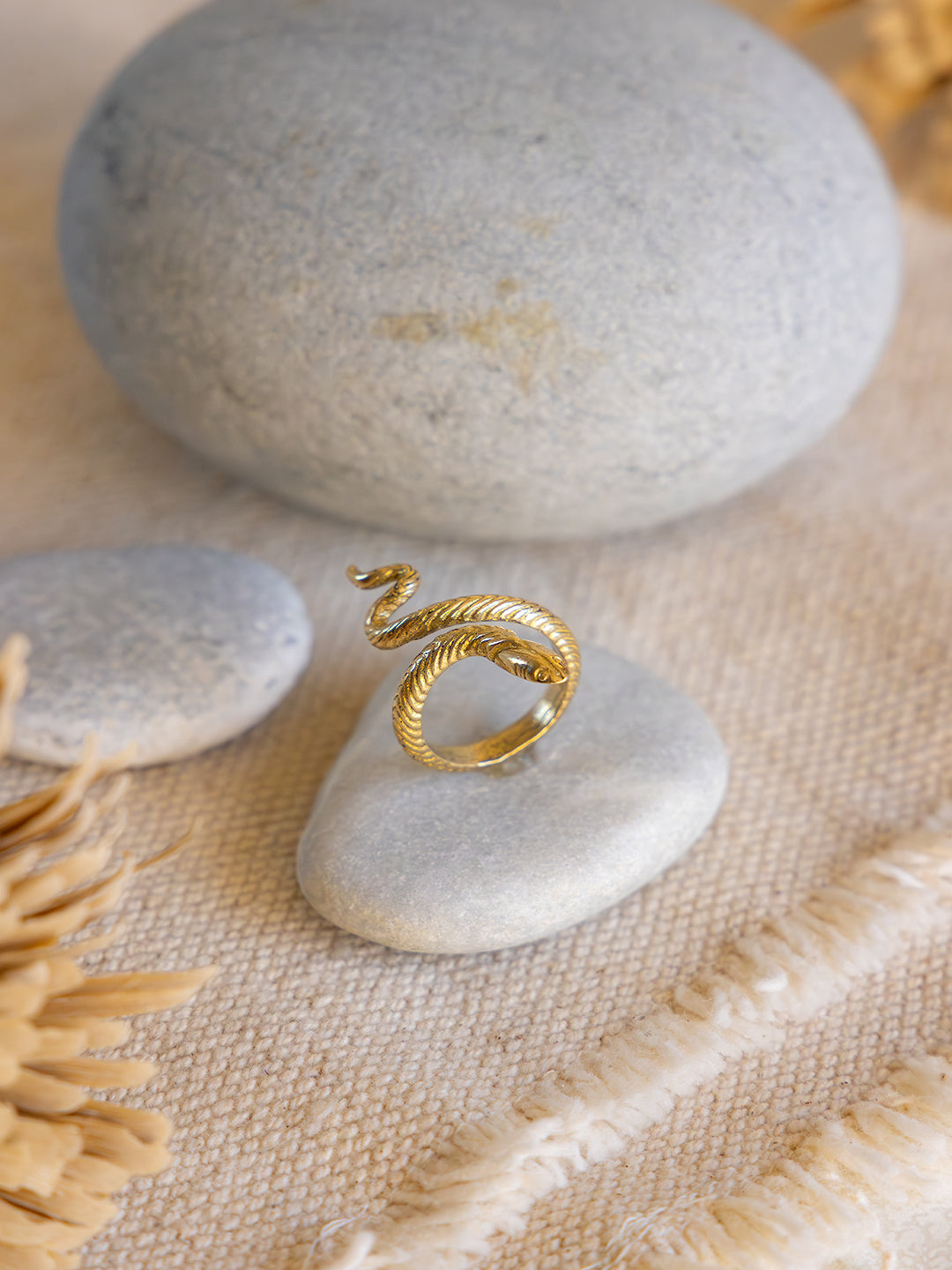 Serpent Twist Brass Ring (Adjustable)