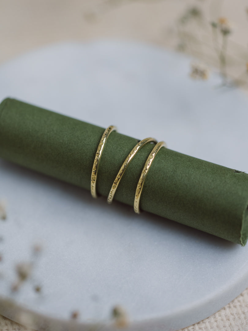 Hammered Trio Brass Adjustable Ring