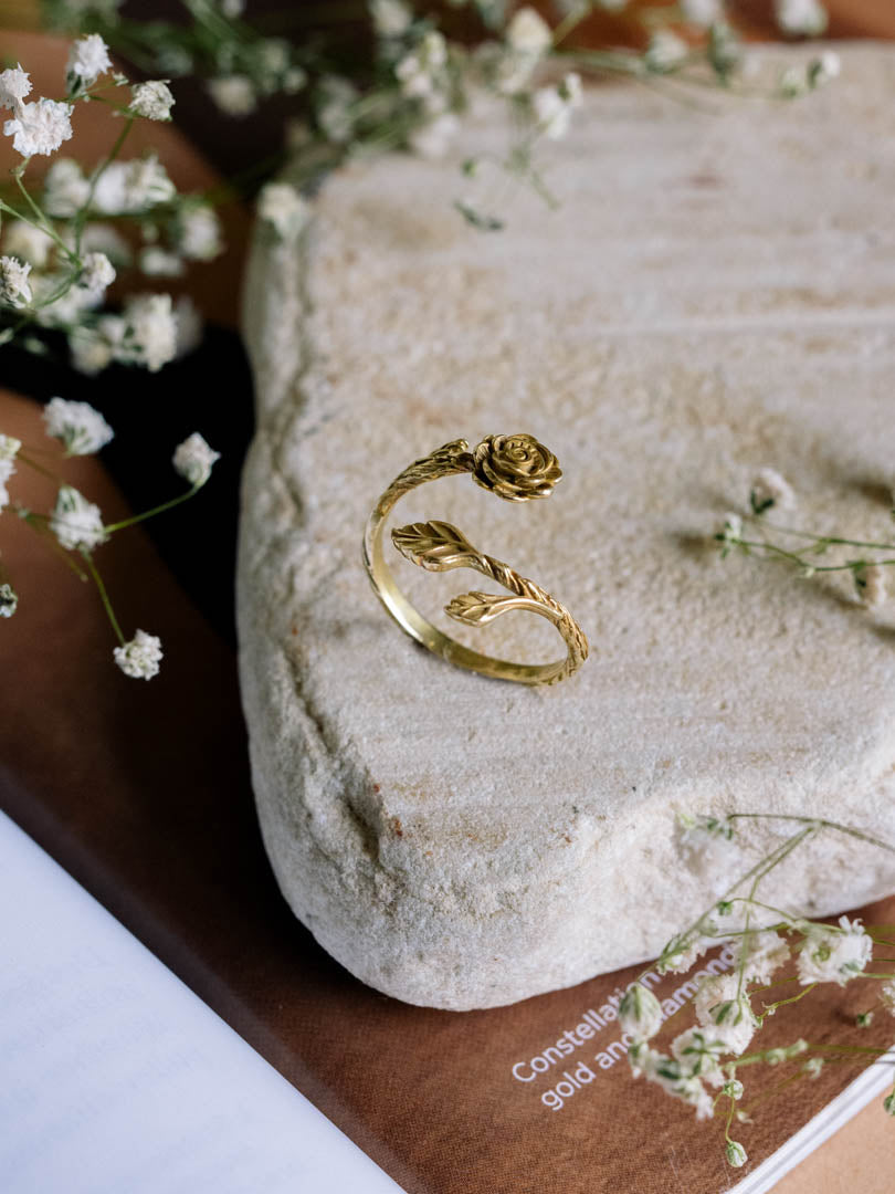 Petal Pair 2 rings Combo Brass Adjustable Ring
