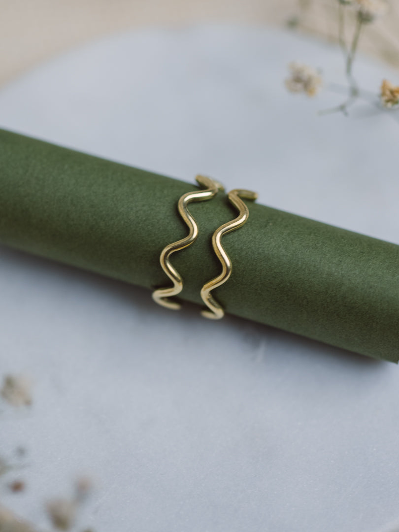 Double Wave Brass Adjustable Ring