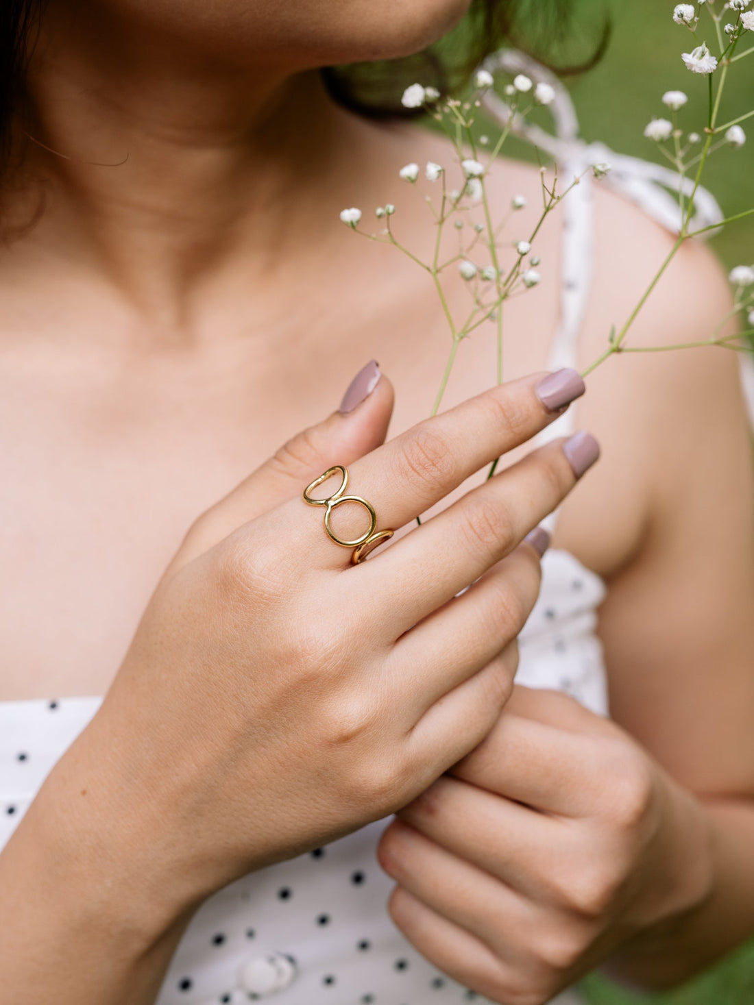 Oval Hallow Adjustable Brass Ring