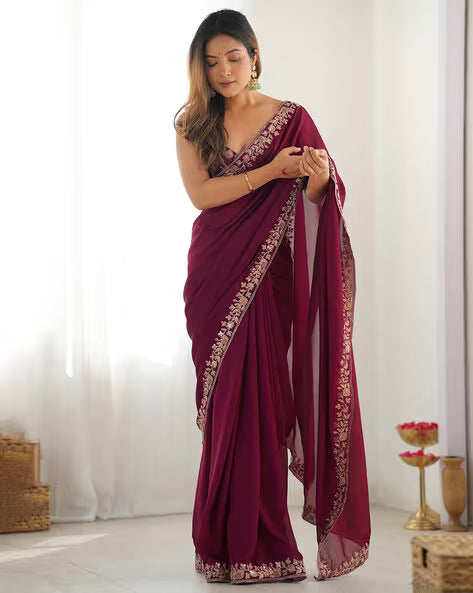 Women Saree with Lace Border (Buy 1 Get 1 Free)