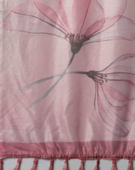 Women Floral Printed Saree with Tassels & Blouse Piece(Buy 1 Get 1 Free)