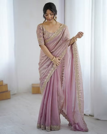 Women Saree with Embellished Scalloped Border (Buy 1 Get 1 Free)