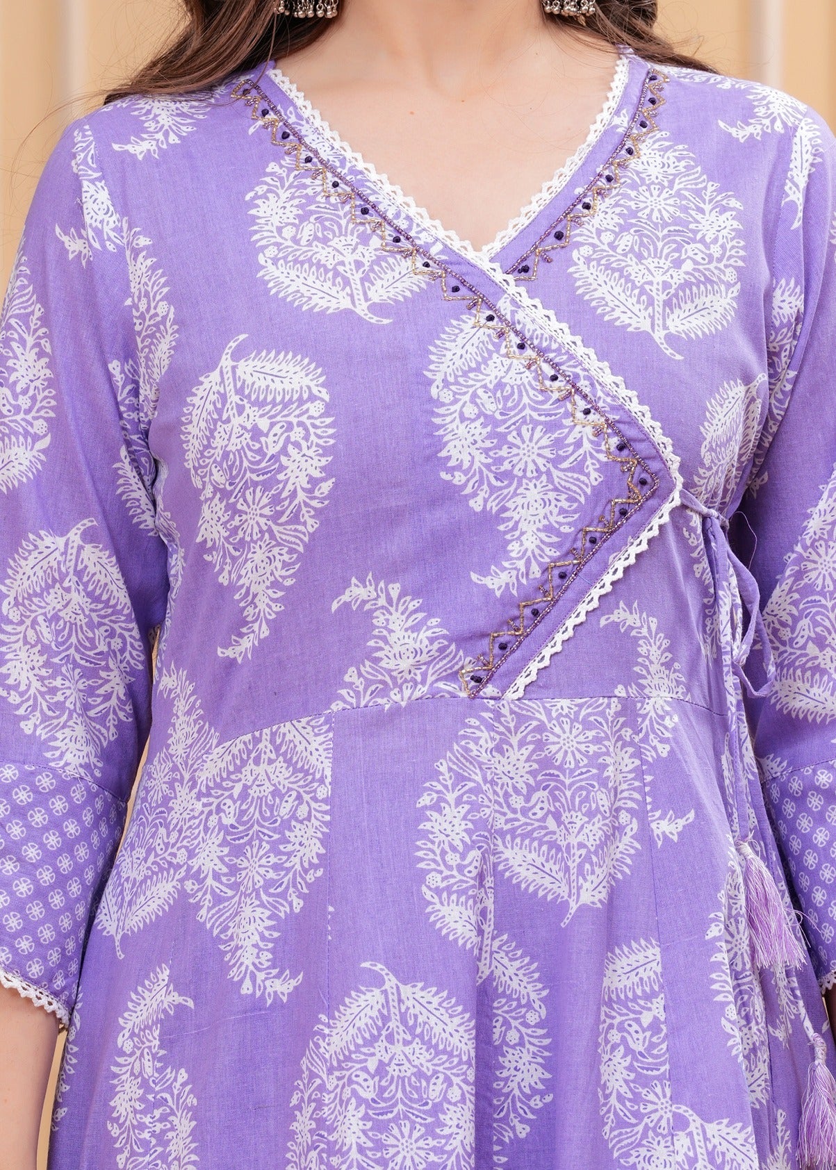 purpal Printed Anarkali Pure Cotton Kurta with Trousers & with Dupatta (Buy 1 Get 1 Free )