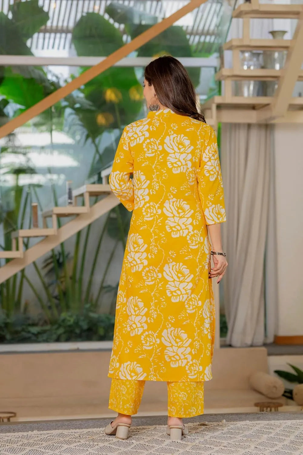 Floral Printed Pure Cotton Mandarin Collar Kurta With Palazzos & Dupatta (Buy 1 Get 1 Free )