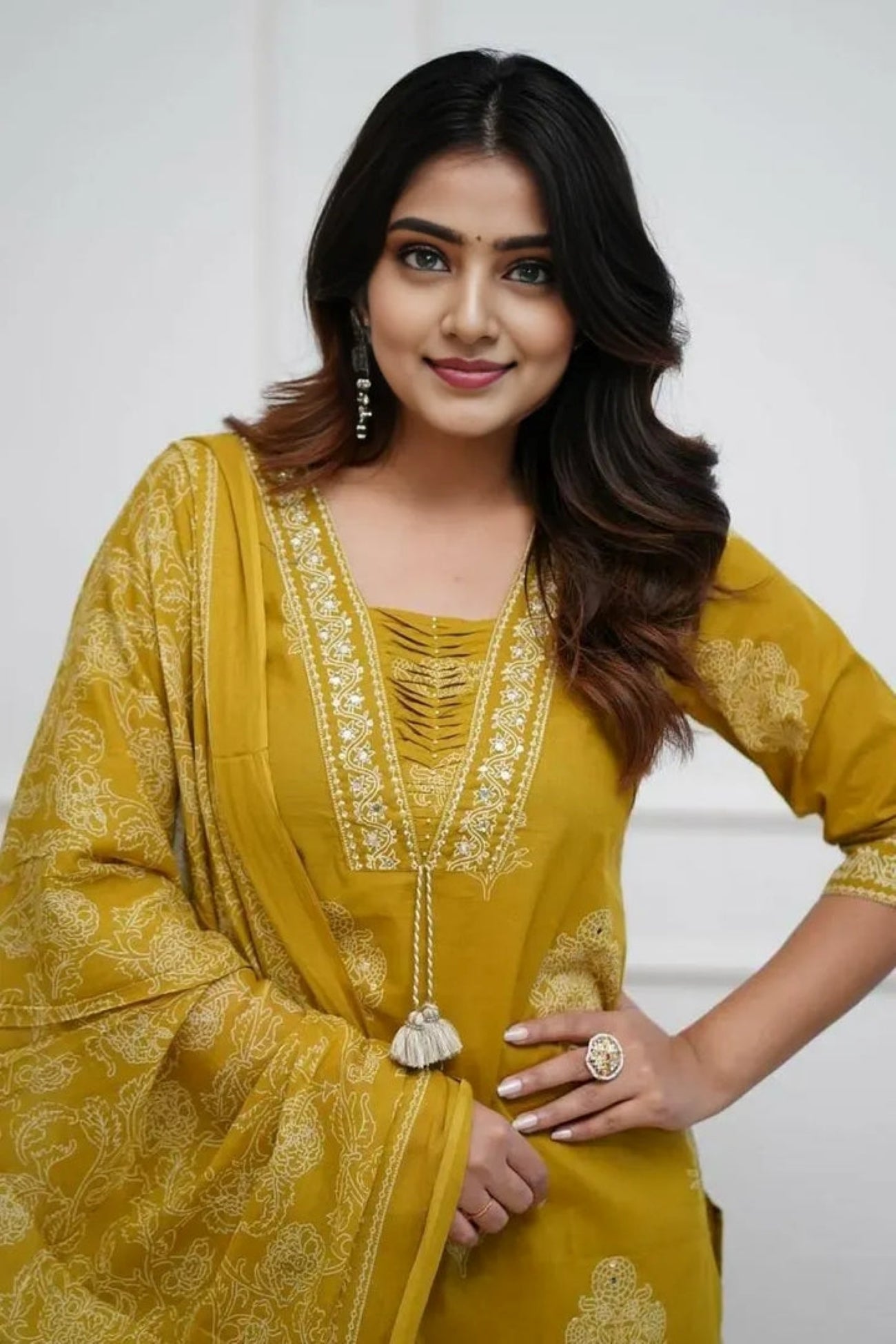 Women's Pure Cotton Printed with Handwork Kurta with Pants and Dupatta Set  (Buy 1 Get 1 Free )