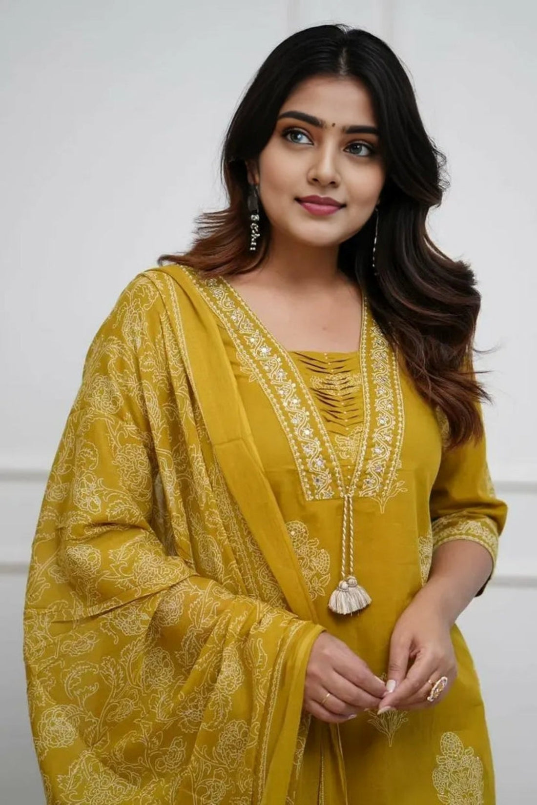 Women's Pure Cotton Printed with Handwork Kurta with Pants and Dupatta Set  (Buy 1 Get 1 Free )