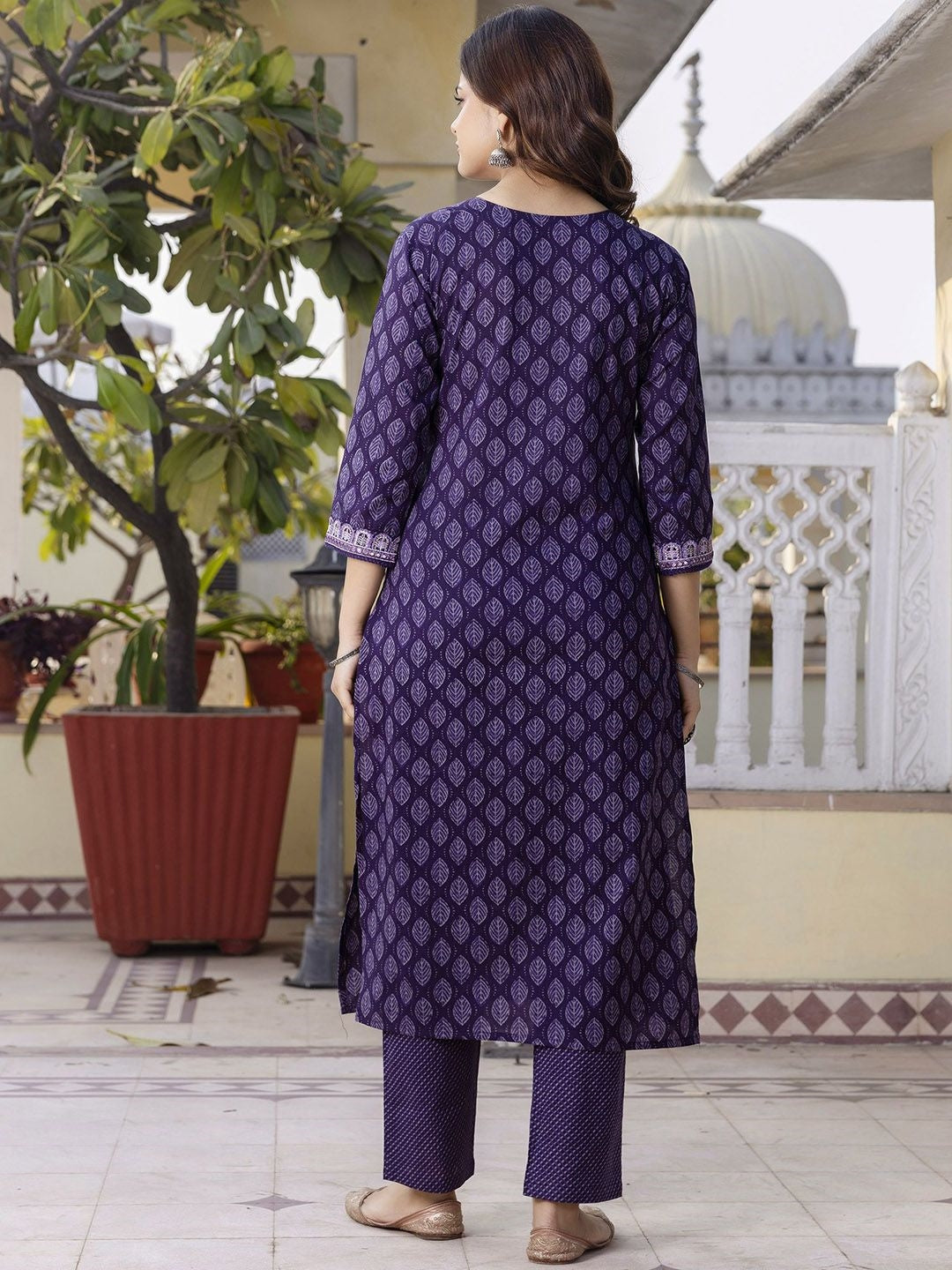 Women's Pure Cotton Printed Handwork Kurta with Pants & Dupatta Set (Buy 1 Get 1 Free