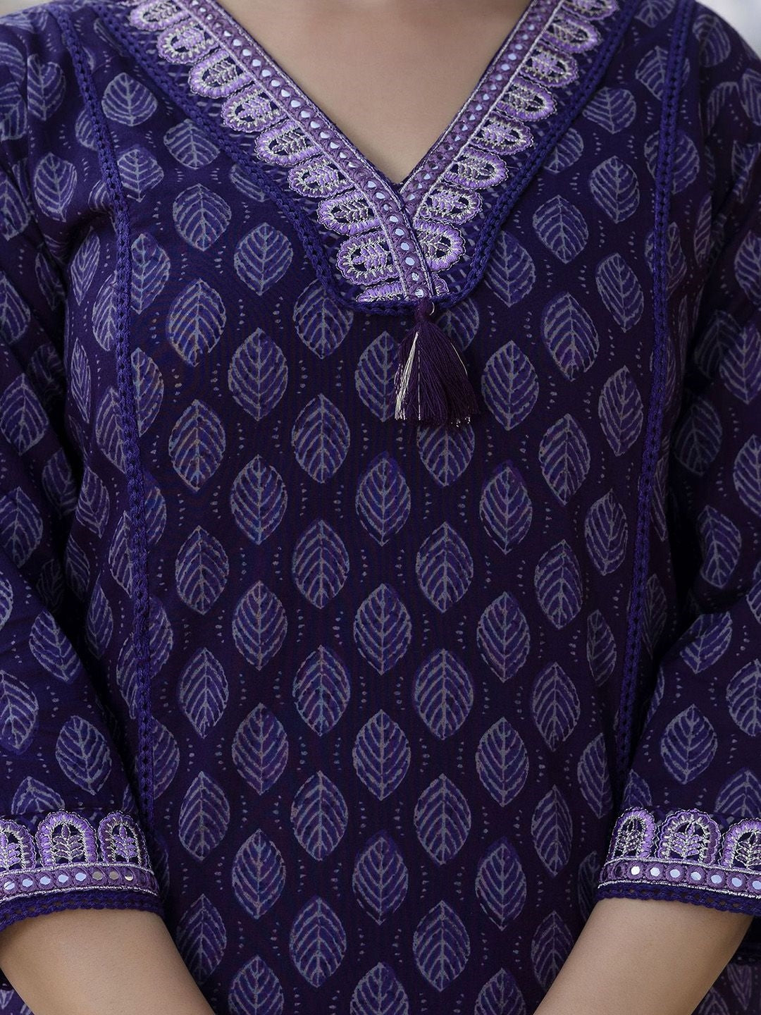 Women's Pure Cotton Printed Handwork Kurta with Pants & Dupatta Set (Buy 1 Get 1 Free