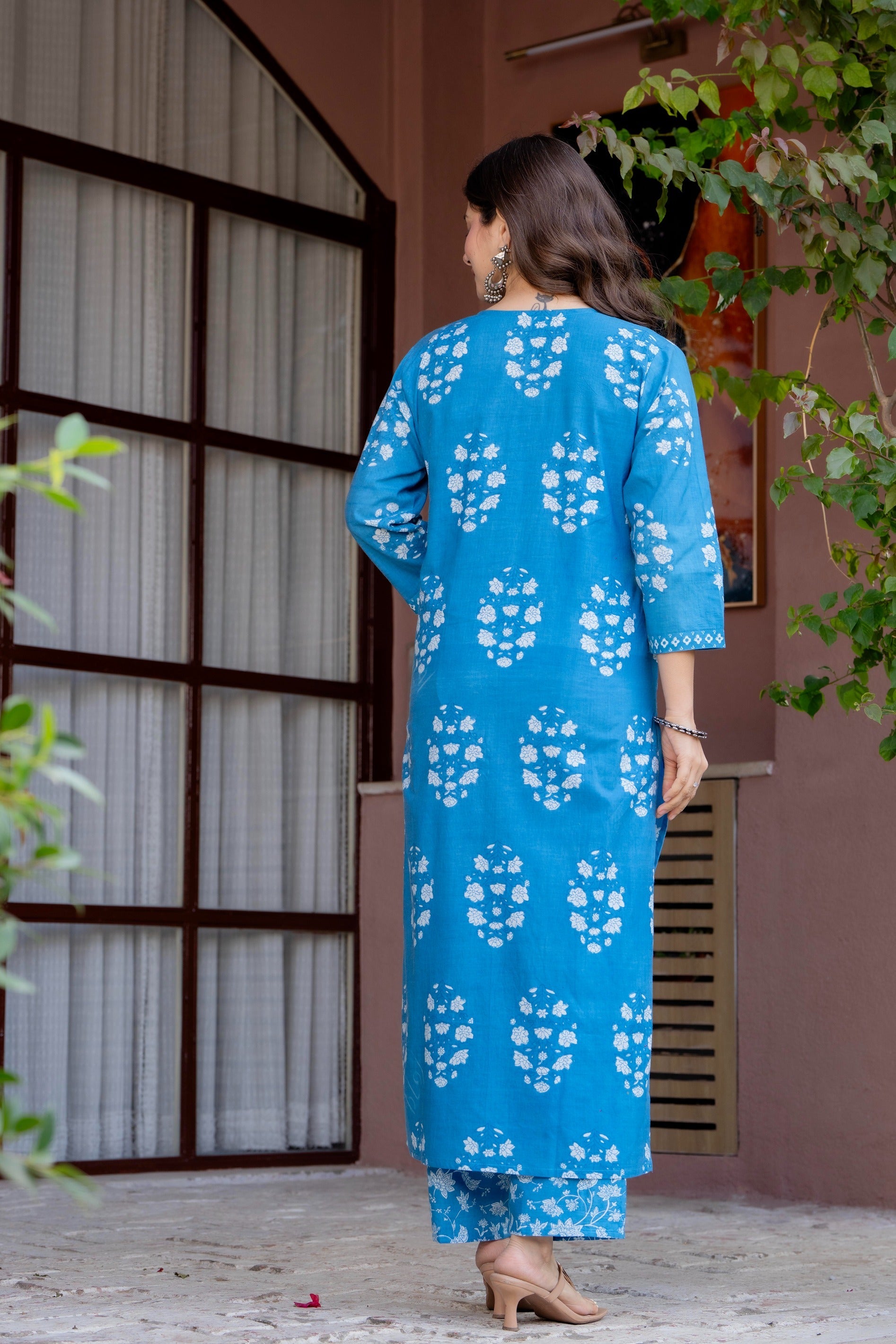 Women's Pure Cotton Printed Straight Kurta Set with Palazzo Pants & Dupatta