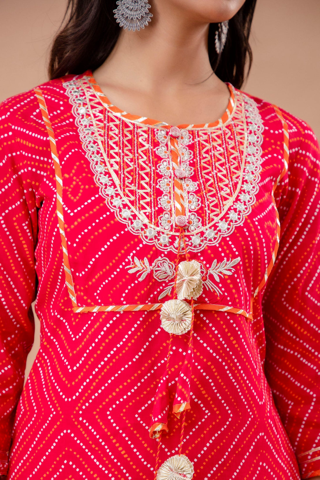 Ethnic Motif Printed Gotta Patti Embellished Kurta With Trouser & Dupatta