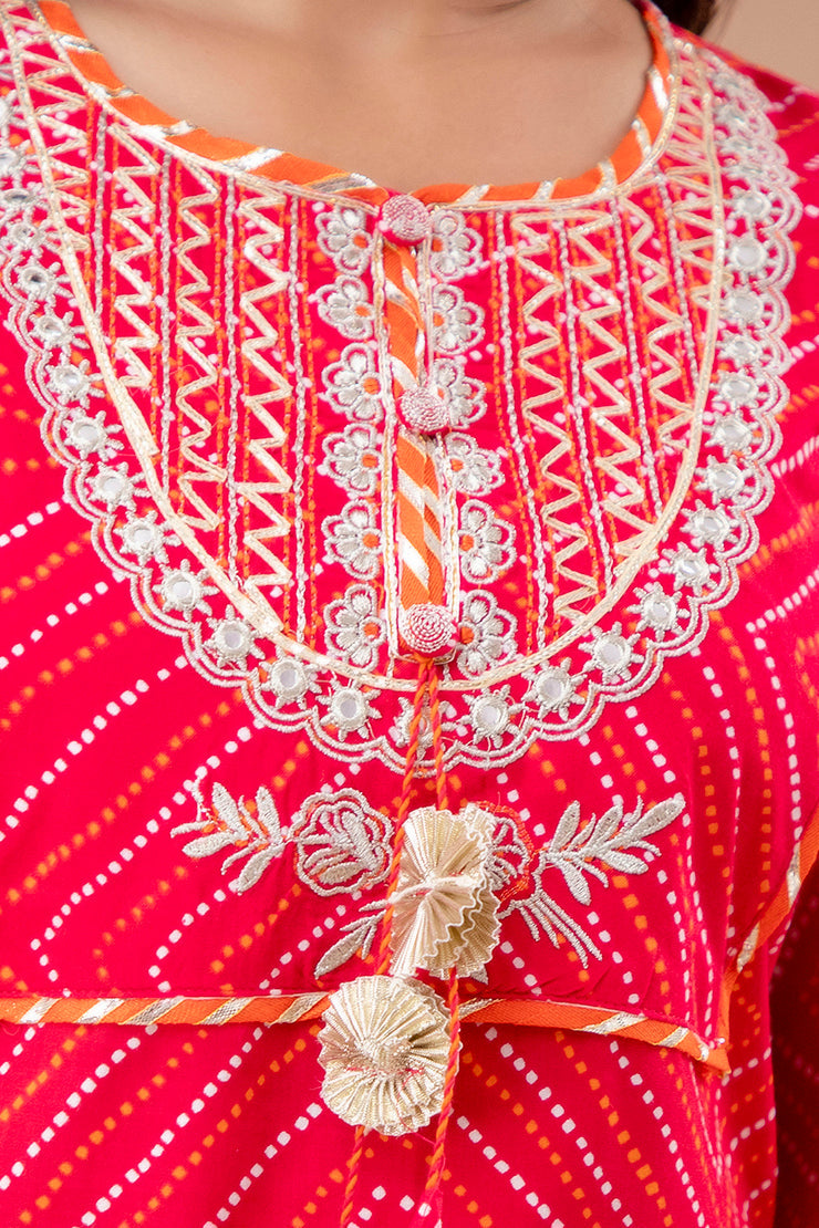 Ethnic Motif Printed Gotta Patti Embellished Kurta With Trouser & Dupatta