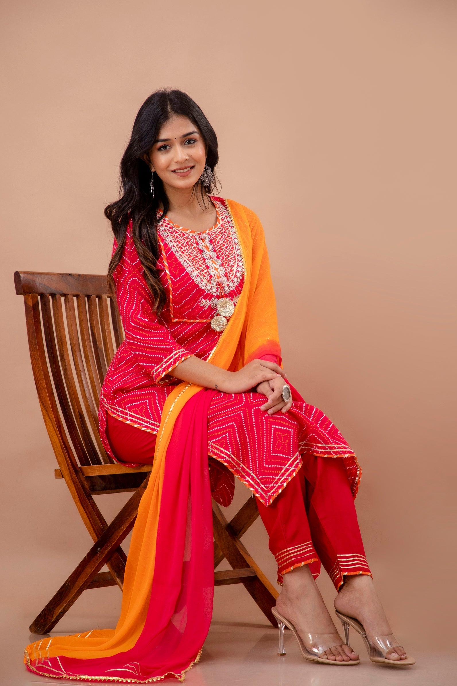 Ethnic Motif Printed Gotta Patti Embellished Kurta With Trouser & Dupatta