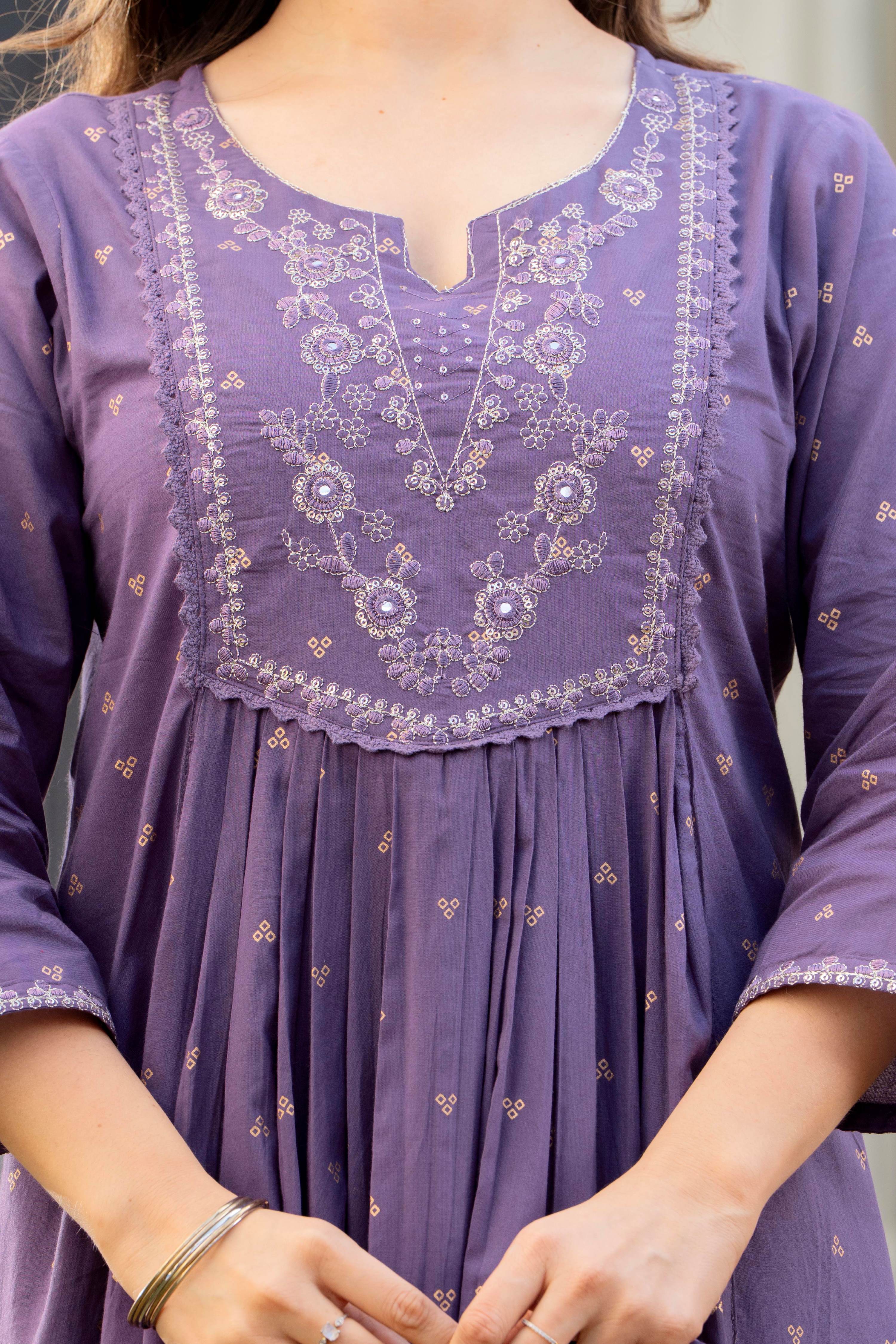 Women’s 100% Pure Cotton Anarkali Kurta Set with Pant &