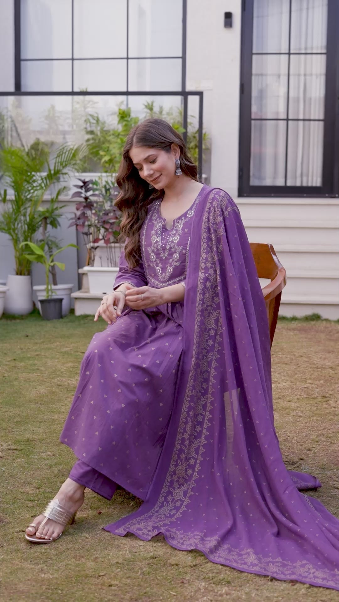 Women’s 100% Pure Cotton Anarkali Kurta Set with Pant &