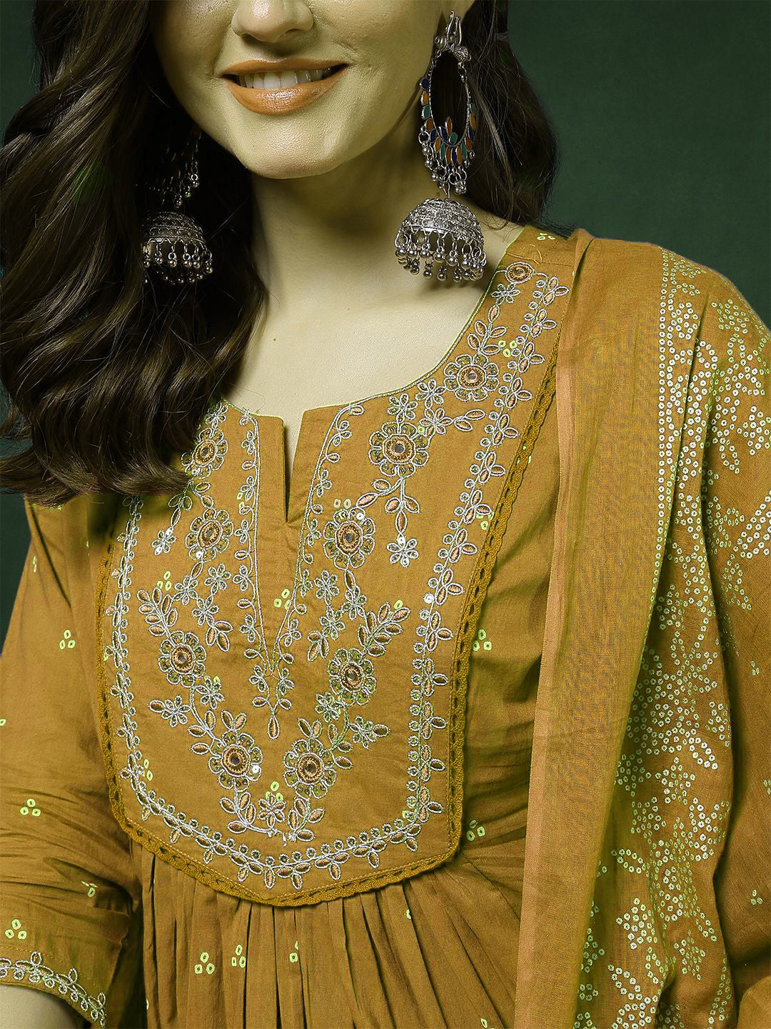 Women’s 100% Pure Cotton Anarkali Kurta Set with Pant &