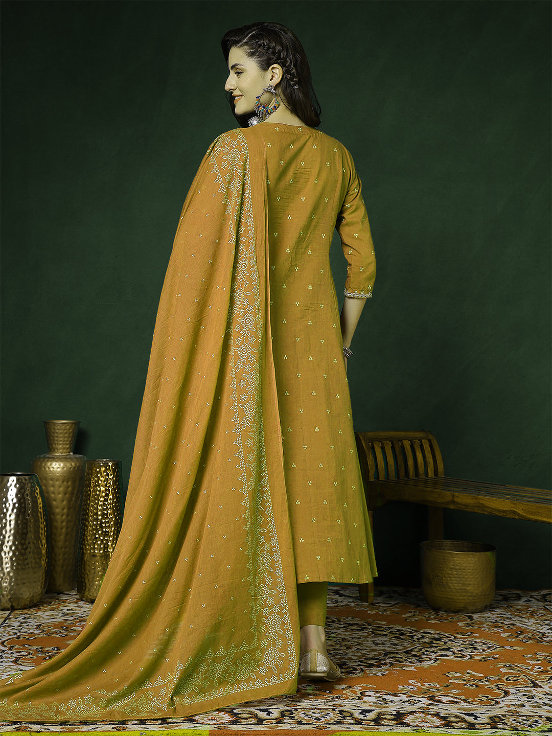 Women’s 100% Pure Cotton Anarkali Kurta Set with Pant &