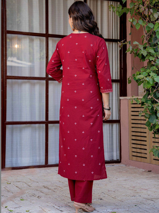 Women's Pure Cotton Printed Straight Kurta Set with Palazzo Pants & Dupatta- Ethnic Wear